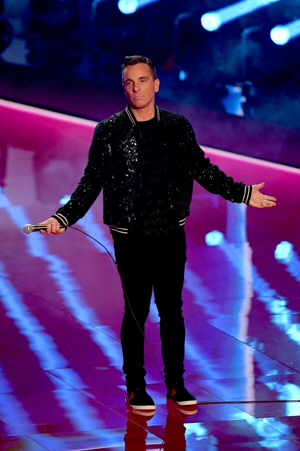 NEWARK, NEW JERSEY - AUGUST 26: Sebastian Maniscalco speaks onstage during the 2019 MTV Video Music Awards at Prudential Center on August 26, 2019 in Newark, New Jersey. (Photo by Mike Coppola/Getty Images for MTV)