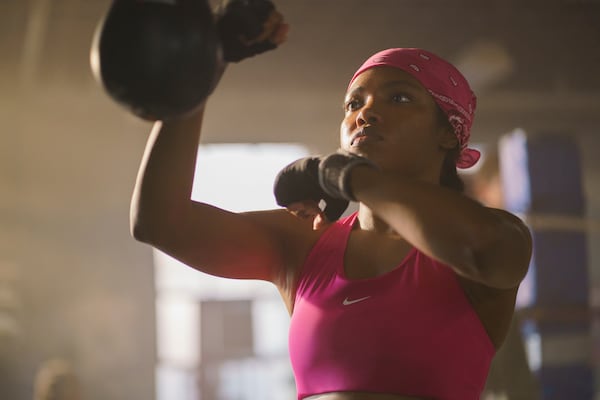 This image released by Amazon Content Services shows Ryan Destiny as Claressa Shields in a scene from "The Fire Inside." (Sabrina Lantos/Amazon Content Services via AP)