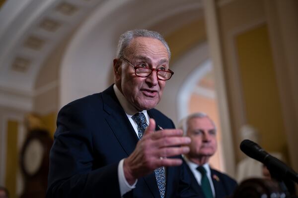 Senate Majority Leader Chuck Schumer, D-N.Y., recently spoke with reporters at the Capitol in Washington.