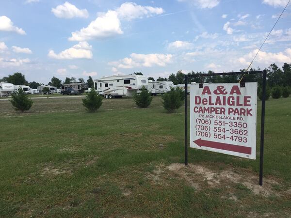 Trailer parks such as this one, catering to itinerant construction workers, punctuate the fields, pastures and forests of Burke County’s countryside surrounding Plant Vogtle. JOHNNY EDWARDS / JREDWARDS@AJC.COM