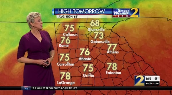 According to the latest forecast, temperatures could spike Wednesday to 77 degrees in Atlanta, 77 in Athens and 78 in LaGrange. (Credit: Channel 2 Action News)