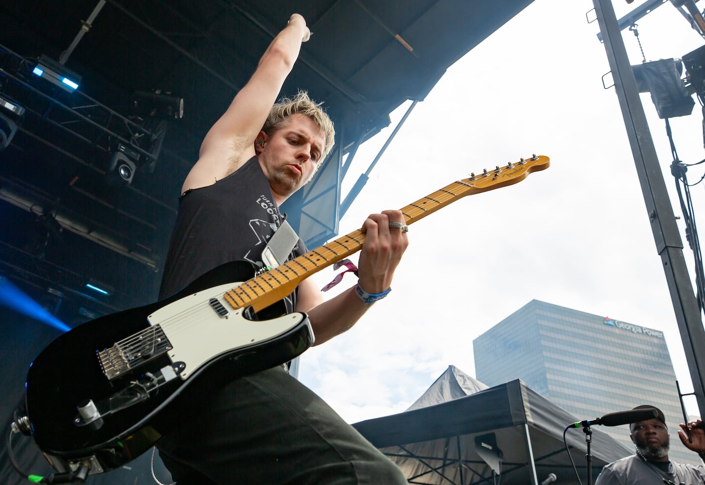 Atlanta, Ga: Bad Nerves killed with high flying acrobats and punk songs to an audience of crowd-surfing fanatics. Photo taken Saturday May 4, 2024 at Central Park, Old 4th Ward. (RYAN FLEISHER FOR THE ATLANTA JOURNAL-CONSTITUTION)