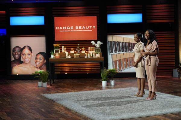 SHARK TANK - “1315” – Emma Grede, the CEO of fashion juggernaut Good American and founding partner of SKIMS, returns to the Tank as the first Black female guest Shark! First into the Tank are entrepreneurs from Atlanta, Georgia, who introduce their clean line of beauty products specially formulated for melanin-rich skin. A mom from Winterville, North Carolina, pitches her unique product to better tackle eliminating diaper odor; while entrepreneurs from Wichita, Kansas, present their healthy line of products made from an ancient superfood. A mom from Lafayette, Indiana, introduces her simple and reliable way to help new moms during their breastfeeding journey with her reusable design, on an all-new episode of “Shark Tank,” FRIDAY, FEB. 25 (8:00-9:01 p.m. EST), on ABC. (ABC/Christopher Willard)
MYISHA, ALICIA