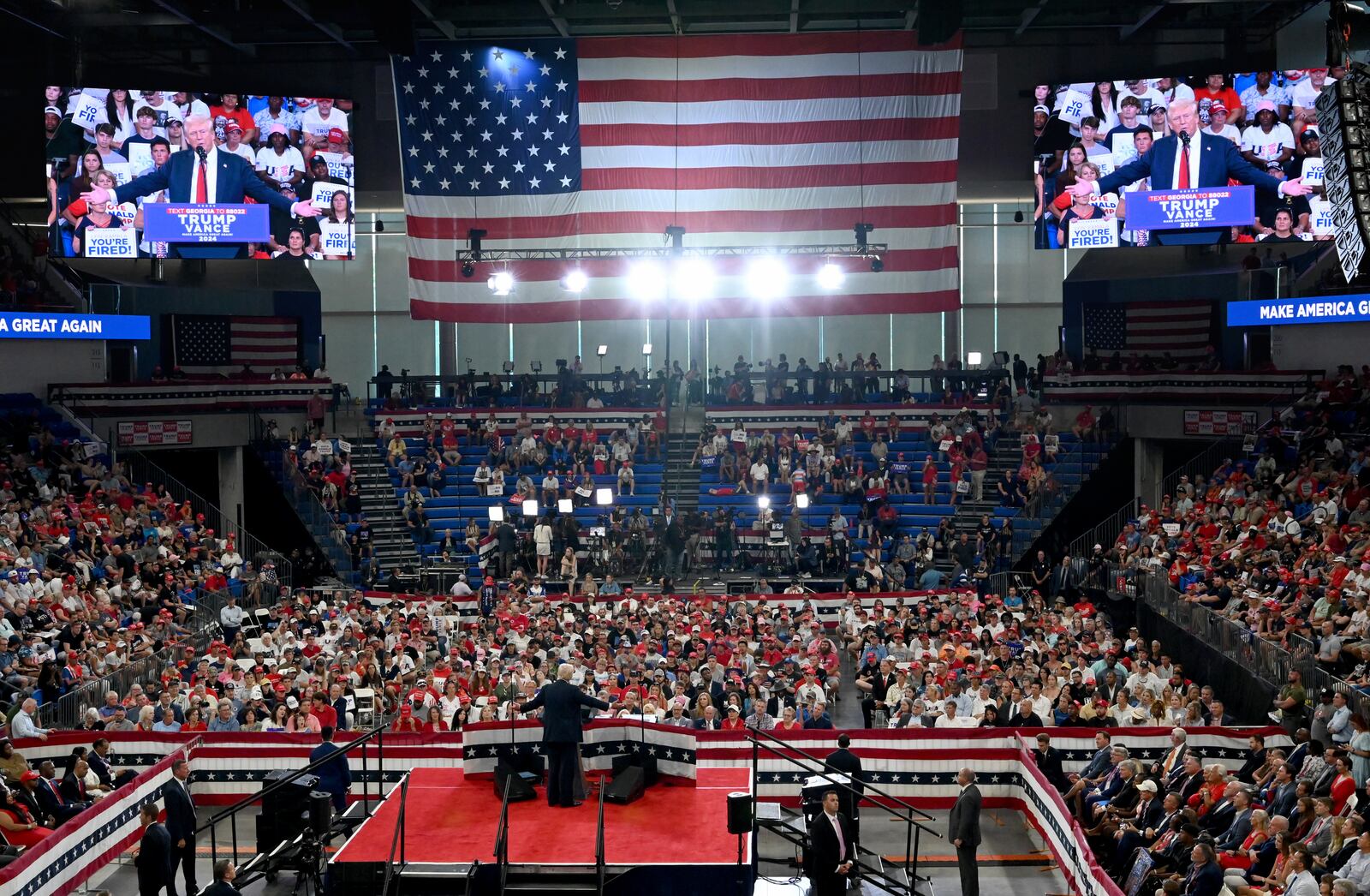 Former President Donald Trump speaks at a campaign rally in Atlanta on Saturday.