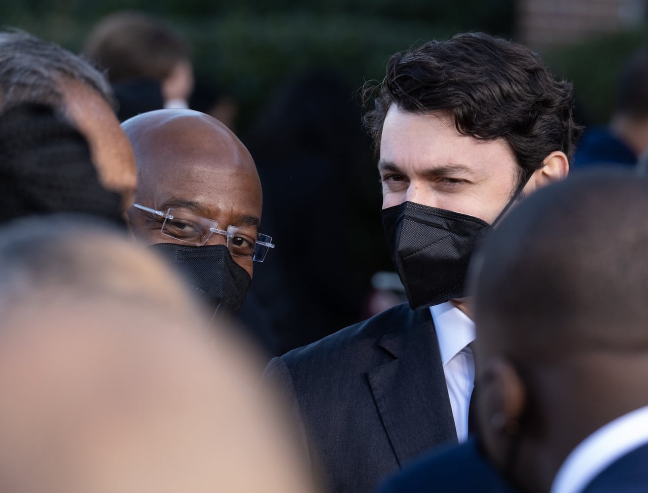 220111-Atlanta-Sens. Raphael Warnock and Jon Ossoff
before President Joe Biden and Vice President Kamala Harris spoke about voting rights during at Clark Atlanta University on Tuesday, Jan. 11, 2022.  Ben Gray for the Atlanta Journal-Constitution