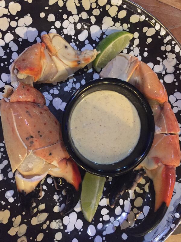 Stone crab claws at The Stoned Crab restaurant in Key West. The crustacean&apos;s claws are often served in Florida with a cold mustard sauce. (Lori Rackl/Chicago Tribune/TNS)