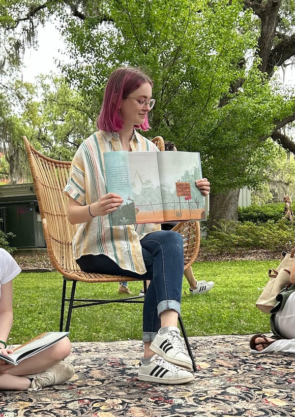 Getting into the pink: Mariyka Foster reads from “Leo and the Pink Marker.”