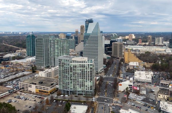 January 26, 2021 Buckhead - Aerial photography shows Buckhead Skyline on Tuesday, January 26, 2021. The quest for cityhood in Buckhead has several hurdles to clear before it becomes reality, but leaders behind a new group exploring the issue say they are confident they have a chance.(Hyosub Shin / Hyosub.Shin@ajc.com)