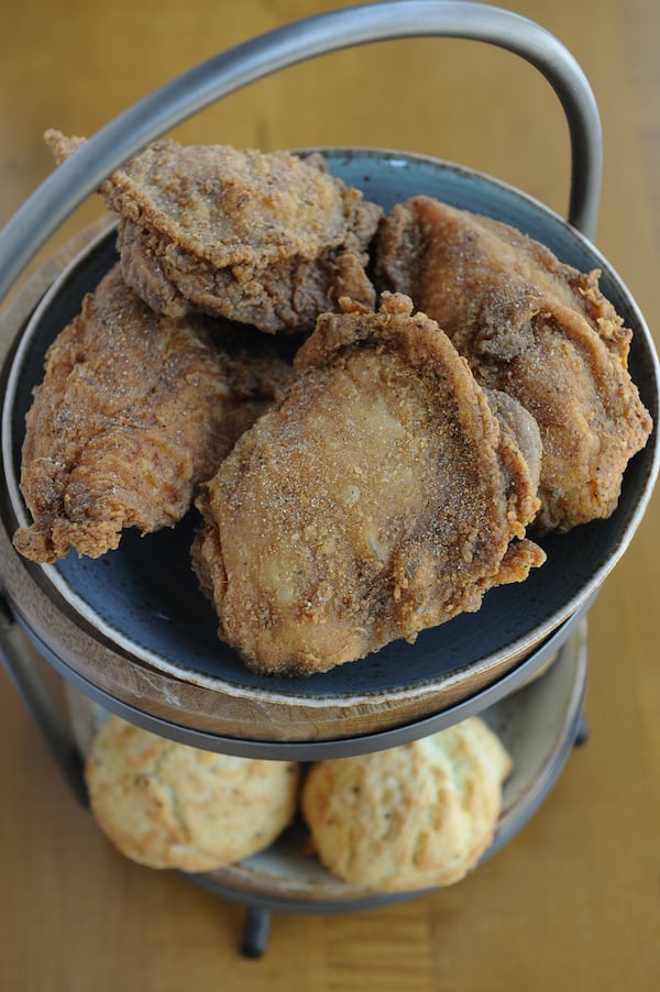 Fried Chicken Tower at Tupelo Honey Cafe in Sandy Springs. (BECKY STEIN PHOTOGRAPHY)