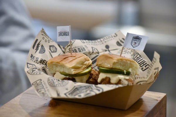 The Closed on Sunday chicken sandwich from Gamechanger at Mercedes-Benz Stadium.