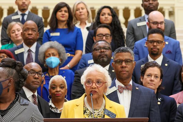 State Sen. Gloria Butler responds to the State of the State speech at the Capitol in Atlanta on Wednesday, January 25, 2023. (Arvin Temkar / arvin.temkar@ajc.com)