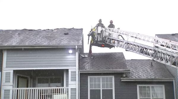 An apartment fire in Gwinnett County is believed to have been started by lightning. (Credit: Channel 2 Action News)