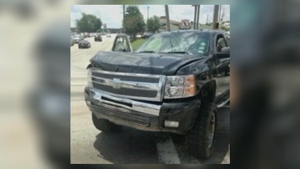 This is a photo of the pickup truck after the incident.