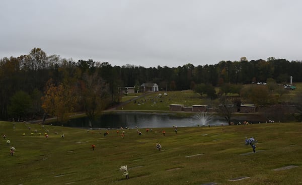 About 48 hours after she went missing from Greenwood Place, Patricia Miele's body was found in a pond in Kennesaw Memorial Park, about half a mile from the facility. (Hyosub Shin/AJC 2024)