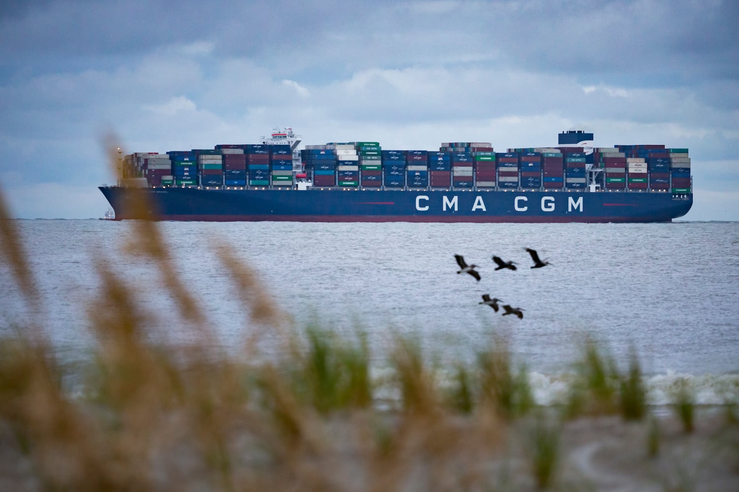 The CMA CGM Brazil Sail Up The Savannah River