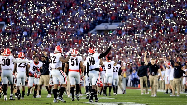 Georgia played it first College Football Playoff semifinal against the Oklahoma Sooners at the Rose Bowl Game Jan. 1, 2018, in Pasadena, Calif.