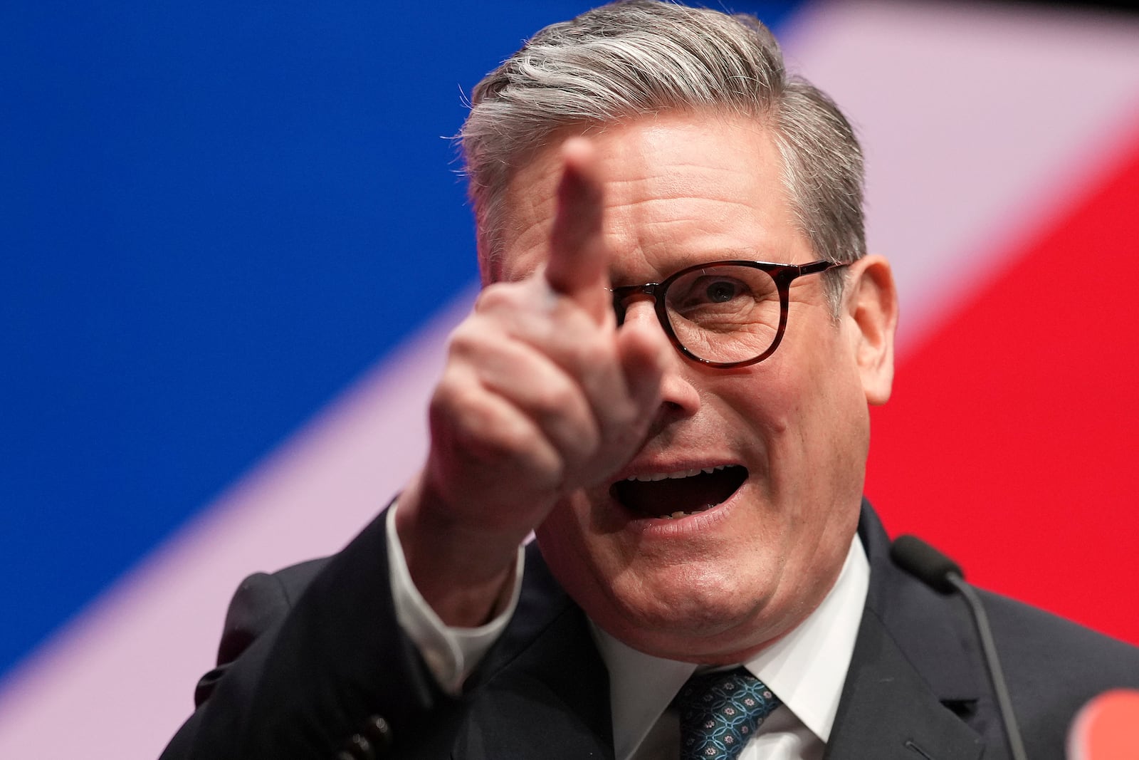 FILE - Britain's Prime Minister Keir Starmer addresses members at the Labour Party Conference in Liverpool, England, Tuesday, Sept. 24, 2024. (AP Photo/Jon Super, File)