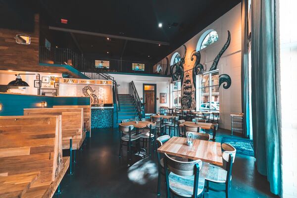 The interior of the Argonaut Fish Bar features nautical-themed elements. / Courtesy of Argonaut Fish Bar