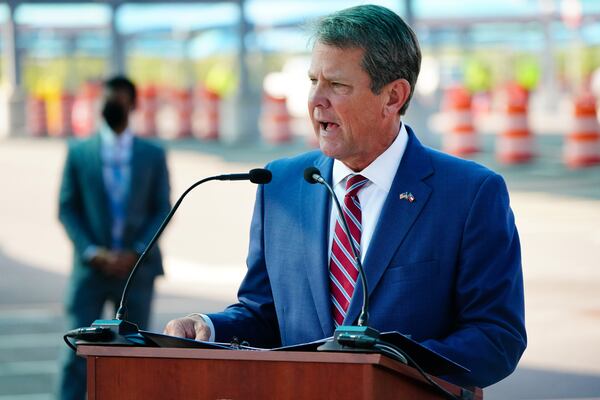 Georgia Gov. Brian Kemp speaks at a press conference on Aug. 10, 2020 in Atlanta. On Tuesday, he called a federal COVID-19 vaccination mandate "overreach." (Elijah Nouvelage/Getty Images/TNS)