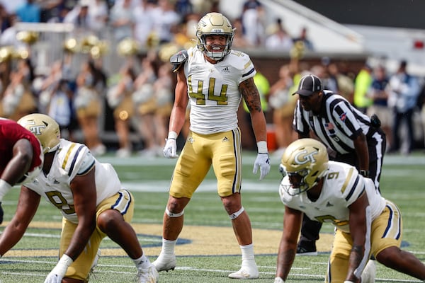 September 9, 2023: Georgia Tech's Kyle Efford (44) in action during the NCAA football game featuring the Georgia Tech Yellow Jackets and the South Carolina State Bulldogs, played at Bobby Dodd Stadium on the campus of Georgia Tech in Atlanta, Georgia. Cecil Copeland/CSM(Credit Image: © Cecil Copeland/Cal Sport Media) (Cal Sport Media via AP Images)