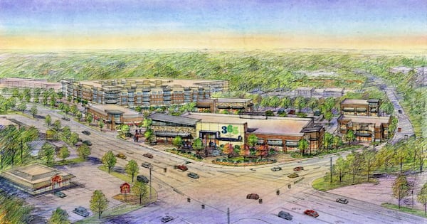 An original rendering of the massive North Decatur Square development.