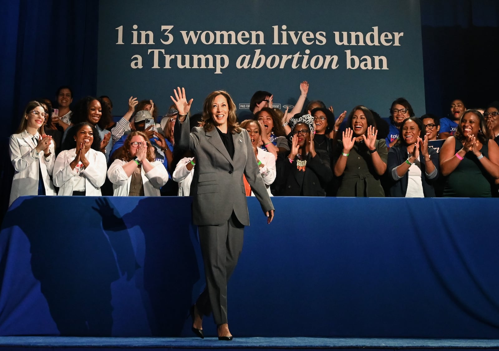 Vice President Kamala Harris has leaned into abortion rights to draw support from female Georgia voters. In the last Atlanta Journal-Constitution poll before the election, she held a 55% to 37% edge with women over former President Donald Trump. Trump, however, led among men, 59% to 28%. (Hyosub Shin/AJC)