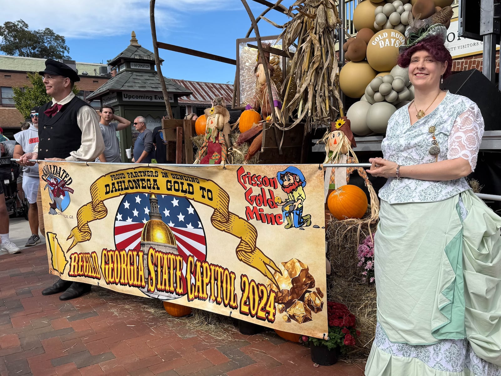 On Saturday, reenactment actors dress the part of the original people who rode the 1958 wagon train to Atlanta that carried 43 ounces of gold from Dahlonega to Atlanta to gild the Georgia State Capitol dome. Courtesy of Patrick Quirk.