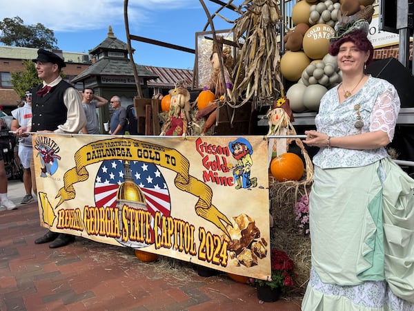 On Saturday, reenactment actors dress the part of the original people who rode the 1958 wagon train to Atlanta that carried 43 ounces of gold from Dahlonega to Atlanta to gild the Georgia State Capitol dome. Courtesy of Patrick Quirk.