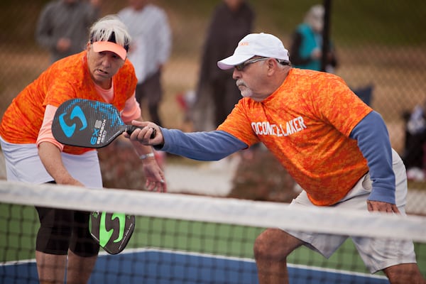 Senior players active with the Atlanta Pickleball Association, an organization that, according to its website, atlpba.org, promotes the game through competition and recreation.