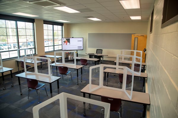 02/05/2021 —Marietta, Georgia — The interior of a classroom at the newly renovated Lemon Street Elementary School building in Marietta, Friday, February 5, 2021. (Alyssa Pointer / Alyssa.Pointer@ajc.com)