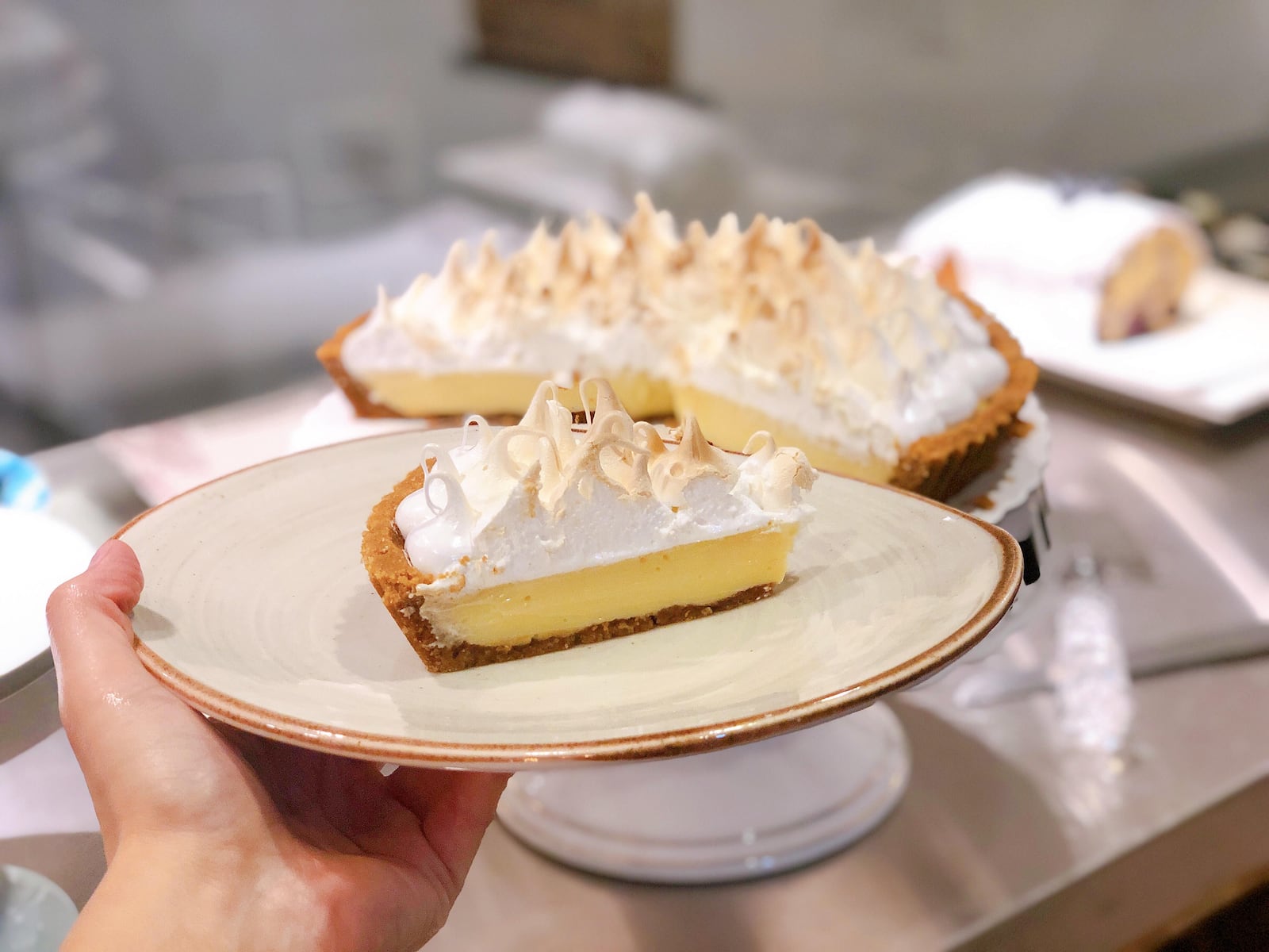 Nicole Benza of Pastil Artisan Bakery makes a lime pie that features a crumbly graham cracker crust filled with lime cream, then topped with Swiss meringue. Courtesy of Nicole Benza