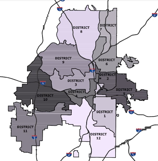 The proposed new Atlanta City Council district map. (Courtesy/Atlanta City Council)