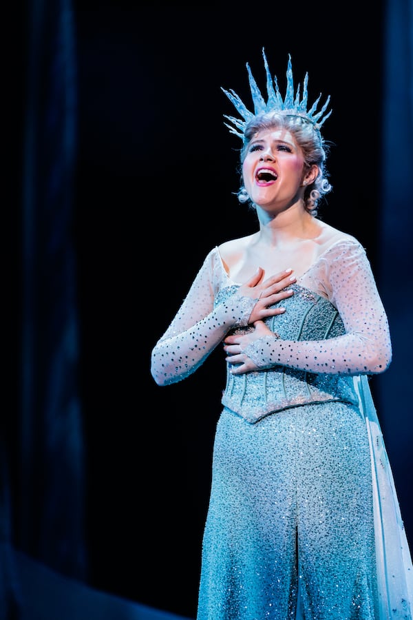 Sarah Stipe (Queen Elsa) belts out a song.