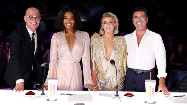 AMERICA'S GOT TALENT -- ÂLive Results FinaleÂ Episode 1423 -- Pictured: (l-r) Howie Mandel, Gabrielle Union, Julianne Hough, Simon Cowell -- (Photo by: Trae Patton/NBC)