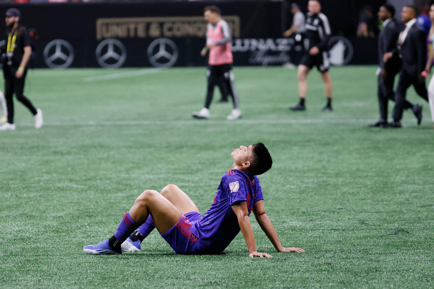 The 5-Stripes lost at Mercedes-Benz Stadium, ending the 13 matches with no loss; Columbus Crew beat Atlanta United 2-1 in an MLS soccer match on Saturday, May 28, 2022. Miguel Martinez / miguel.martinezjimenez@ajc.com