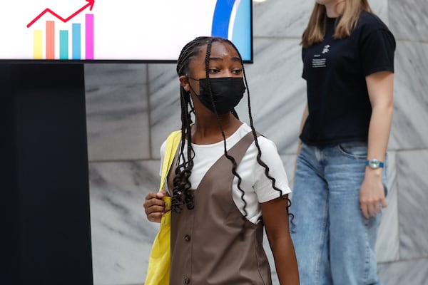 Kennedi Price, 10, attends Mayor Andre Dickens’ program celebrating his "Year of the Youth" initiative at Atlanta City Hall on Wednesday, Jan. 31, 2024. (Natrice Miller/ Natrice.miller@ajc.com)