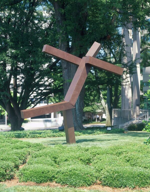 Joel Shapiro’s “Untitled,” is a bronze piece that enlivens the blocky, somewhat ambiguous figure by implying motion, even that it is frozen in a decisive stride. 
Courtesy of the Woodruff Arts Center.