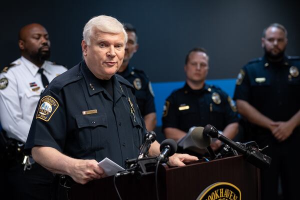 210610-Brookhaven-Brookhaven Police Chief Gary Yandura talks to journalists about the arrest of Christopher Jones in the weekend stabbing of a pregnant woman on the Peachtree Creek Greenway.  Ben Gray for the Atlanta Journal-Constitution