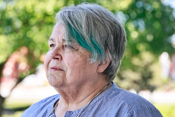 Republican voter Sandra Pannell poses for a photo in Woodstock, Ga. on Wednesday, September 21, 2022.  (Natrice Miller / natrice.miller@ajc.com)