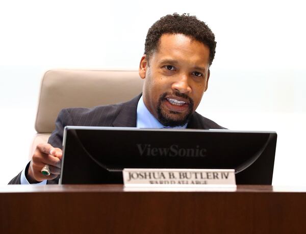 Councilman Joshua B. Butler IV participates in the East Point City Council meeting on Monday, June 3, 2019, in East Point. Curtis Compton/ccompton@ajc.com