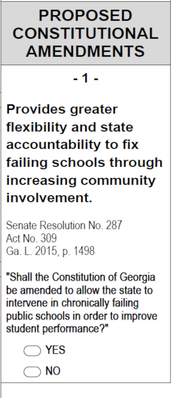 Gov. Nathan Deal’s Opportunity School District referendum is on the ballot this November 8 election. Opponents of the constitutional amendment have filed a lawsuit alleging “misleading” ballot language.