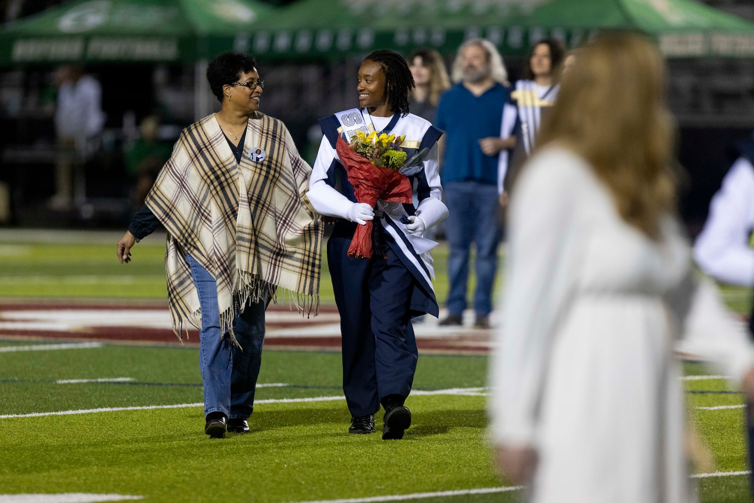 Seniors are introduced at the Mill Creek vs. Buford game. (Photo/Jenn Finch, AJC)