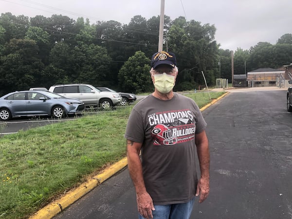 Steven Astriab voted in Jonesboro on Tuesday, where lines formed but moved quickly.