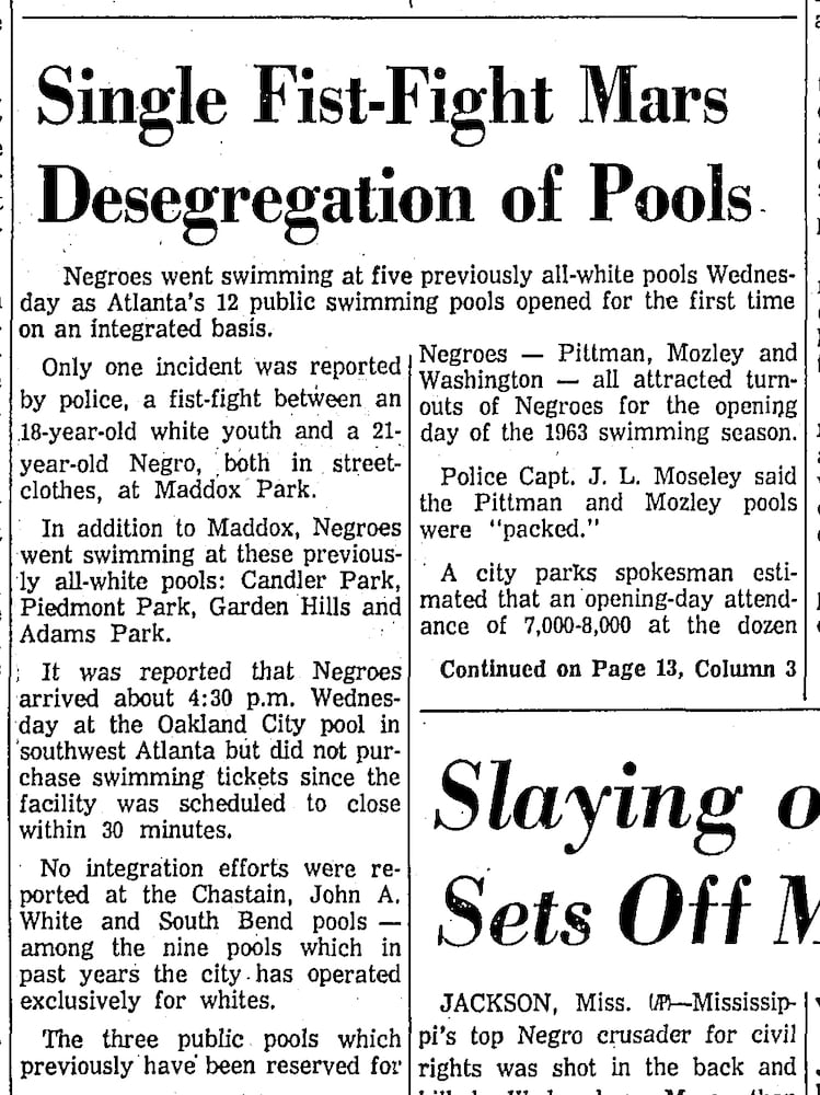 Photos: How Atlanta pools integrated in 1963