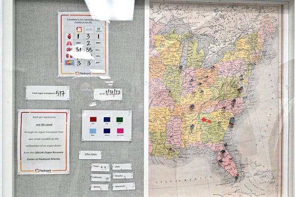 The LifeLink Organ Recovery Center at Piedmont Atlanta Hospital receives patients from around Georgia who had made plans to be an organ donor and due to an accident or illness have been declared deceased. They are cared for and kept on mechanical support with blood and oxygen flowing, keeping organs viable until they can be transplanted.  (Hyosub Shin / Hyosub.Shin@ajc.com)



