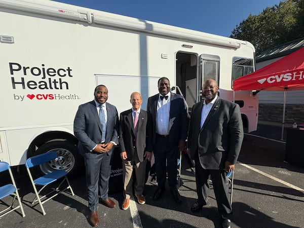 CVS Foundation announces a program to help improve access to care.
Left to right at press conference:
Andre Greenwood, interim chief executive officer, Aetna Better Health of Georgia, a CVS Health company, Dr. Bill Warren, pediatrician and founder of Good Samaritan Health Center Atlanta, Odie Donald, mayor's chief of staff, and Councilman Byron Amos.