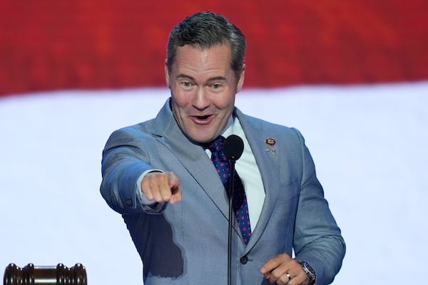 FILE - Rep. Michael Waltz, R-Fla., speaking during the first day of the Republican National Convention on Monday, July 15, 2024, in Milwaukee. (AP Photo/J. Scott Applewhite, File)