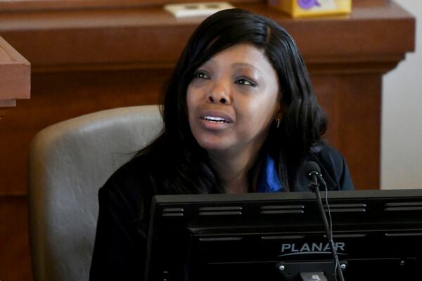 Stephanie Lee, mother of University of Mississippi student Jimmie "Jay" Lee, testifies at the trial of Sheldon Timothy Herrington Jr., who is on trial on a capital murder charge in the 2022 death of Jay Lee, in Oxford, Miss. on Tuesday, Dec. 3, 2024. (Bruce Newman/The Northeast Daily Journal via AP, Pool)