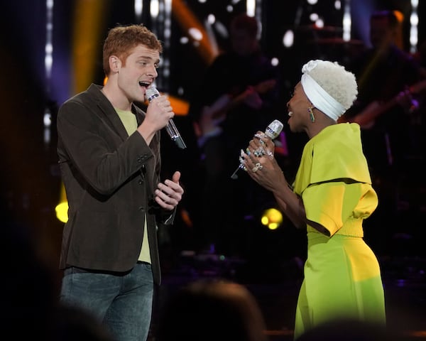 AMERICAN IDOL - "211 (All-Star Duets)" - The remaining 10 contestants of the Top 20 perform duets with all-star celebrity partners from The Wiltern in Los Angeles, as the search for America's next superstar continues on The ABC Television Network, MONDAY, APRIL 8 (8:00-10:00 p.m. EDT), streaming and on demand. Following the performances, the tension will rise as the remaining 10 contestants find out who has made the last seven spots, rounding out the Top 14 during a final elimination that will leave audiences stunned. (ABC/Eric McCandless)
JEREMIAH LLOYD HARMON, CYNTHIA ERIVO