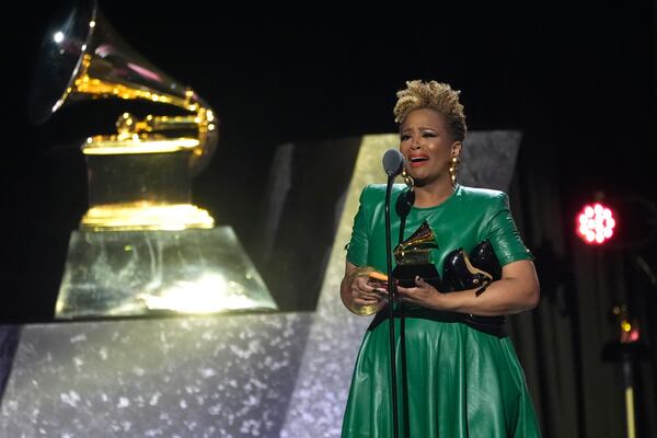 Avery Sunshine accepts the award for best progressive R&B album for "So Glad to Know You" during the 67th annual Grammy Awards on Sunday, Feb. 2, 2025, in Los Angeles. (AP Photo/Chris Pizzello)